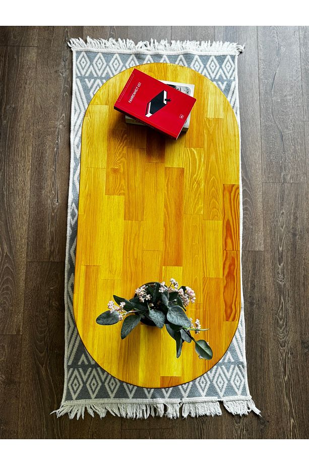 Handmade Masif Ahşap Orta Sehpa | 50x100 cm | Ceviz Renk | El Yapımı | Boho & İskandinav Tarz - 6