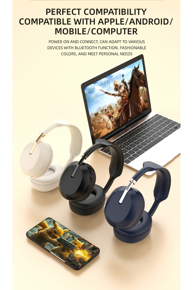 J8 Anc Kafa Üstü Yumuşak Kulak Yastıklı Mikrofonlu Bluetooth 5.3 Kulaklık - 8