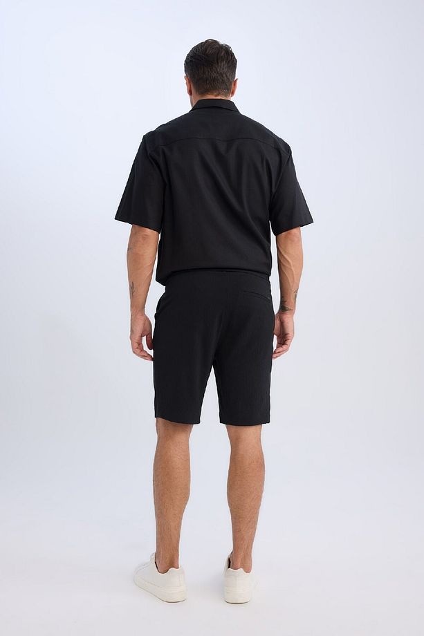 Regular Fit Beli Bağcıklı Dokulu Bermuda Şort D9451ax25sp - 5