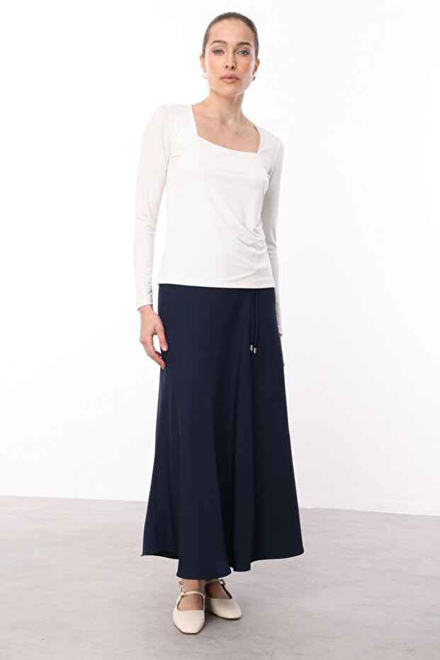 Kare Yaka Uzun Kollu Basic Bluz - 3