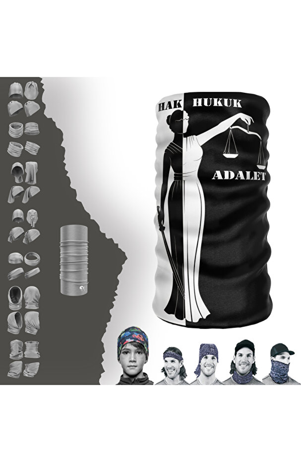 Black and White Neck Gaiter Mask Bandana with Law and Justice Theme