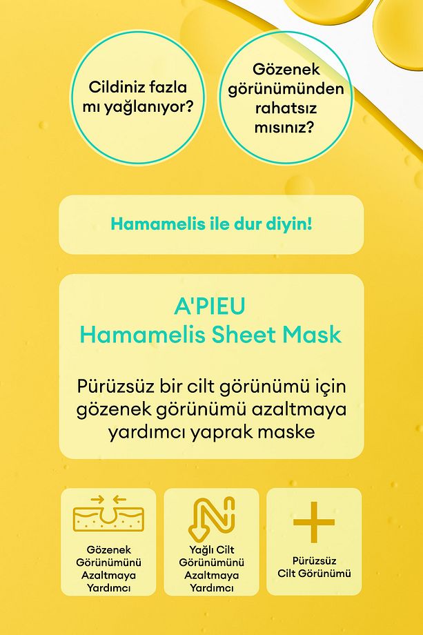 Hamamelis Özlü Yağlanma Ve Gözenek Karşıtı Bakım Sunan Yaprak Maske A'pıeu Hamamelis Sheet Mask - 2