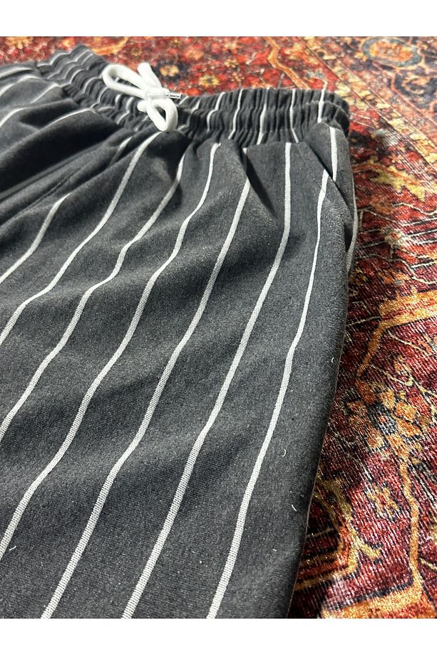 Çizgili Unisex Basic Şort - 2