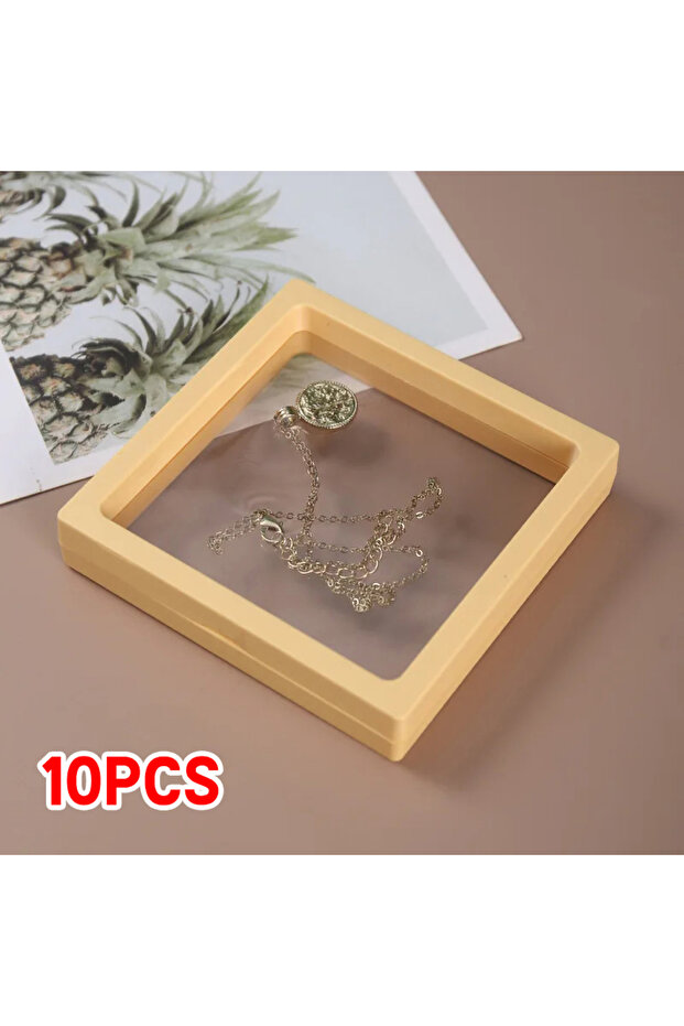 7X7 Orange 10PS Transparent Film Jewelry Packing Box Suspended Ring Earrings Display Stand Holder Co