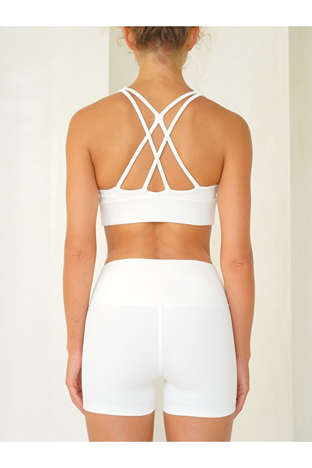 Samadhi Dikiş Detay Kısa Beyaz Şort - 5
