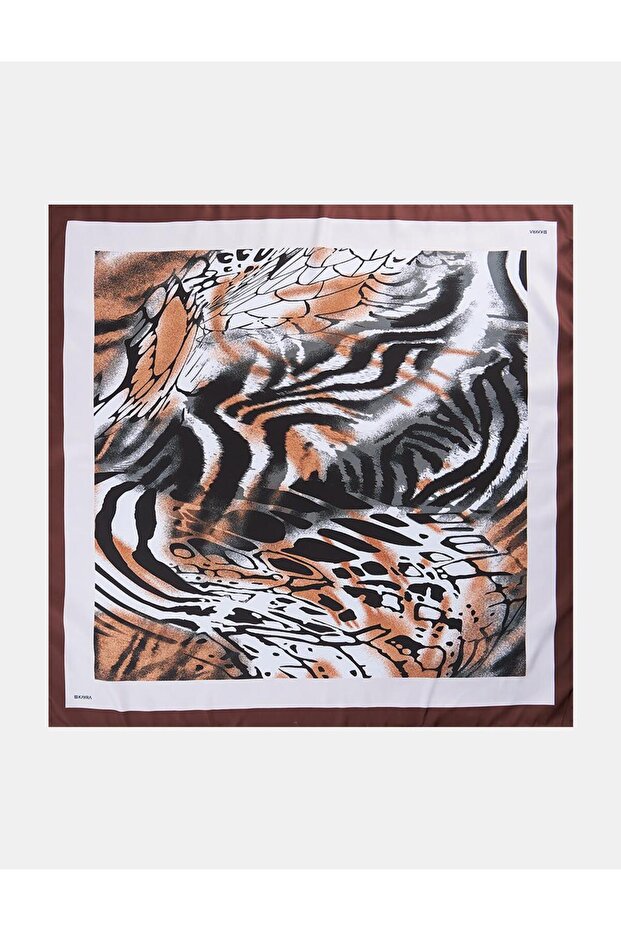 وشاح بطبعة جلد الفهد باللونين الأسود والبني - 1