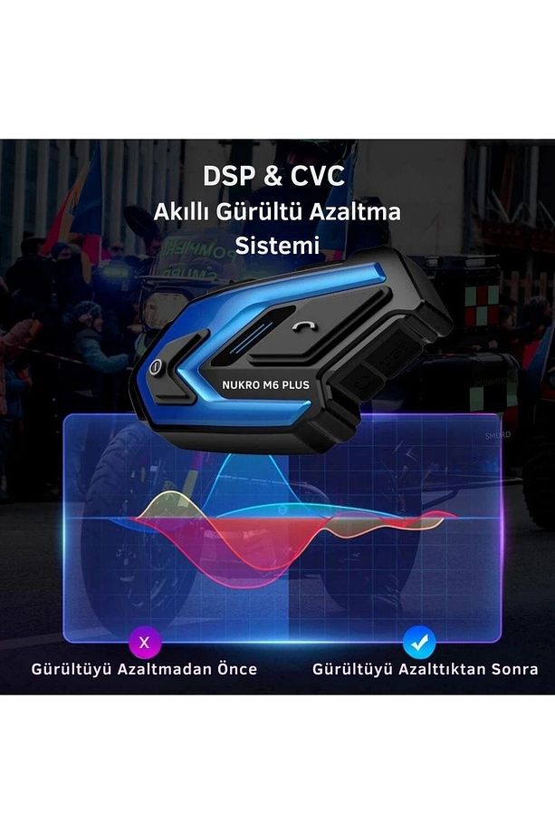 Nukro M6 Plus Bluetooth 6 Kişilik Interkom Mavi - 4