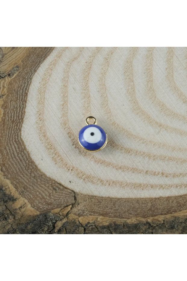 Gold Metal Round Cambered Double Sided Evil Eye Bead Figure Pendant Bracelet Tip