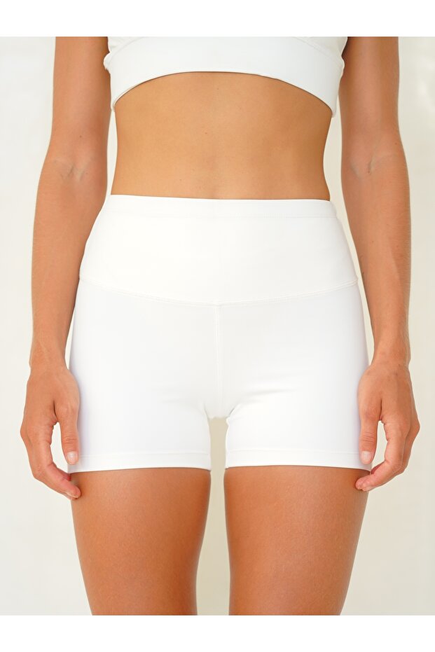 Samadhi Dikiş Detay Kısa Beyaz Şort - 7