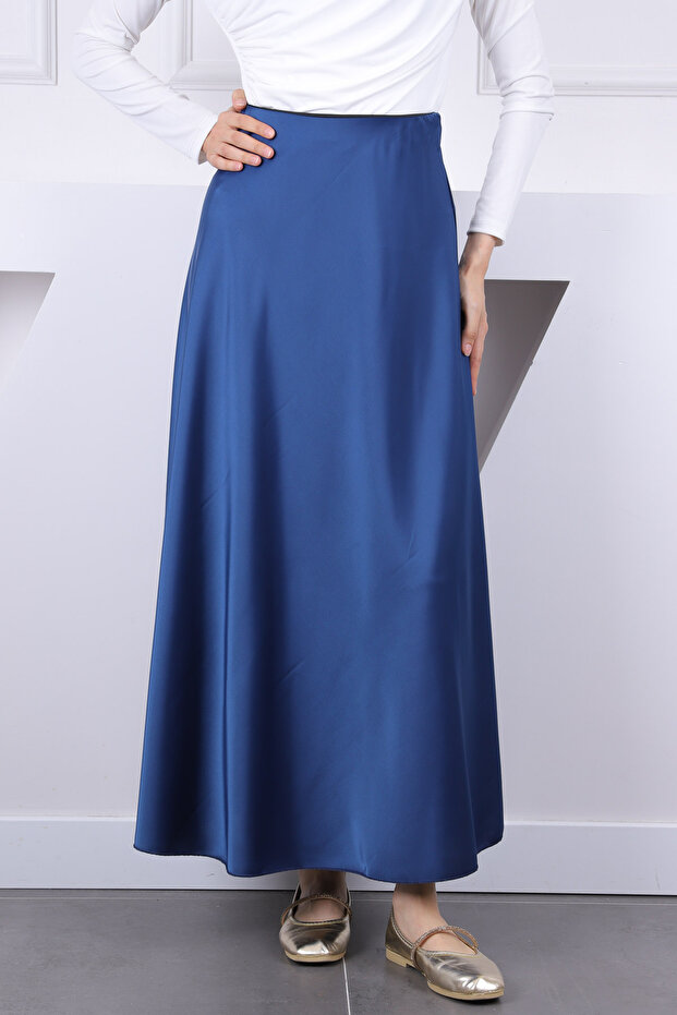 Indigo Satin Skirt