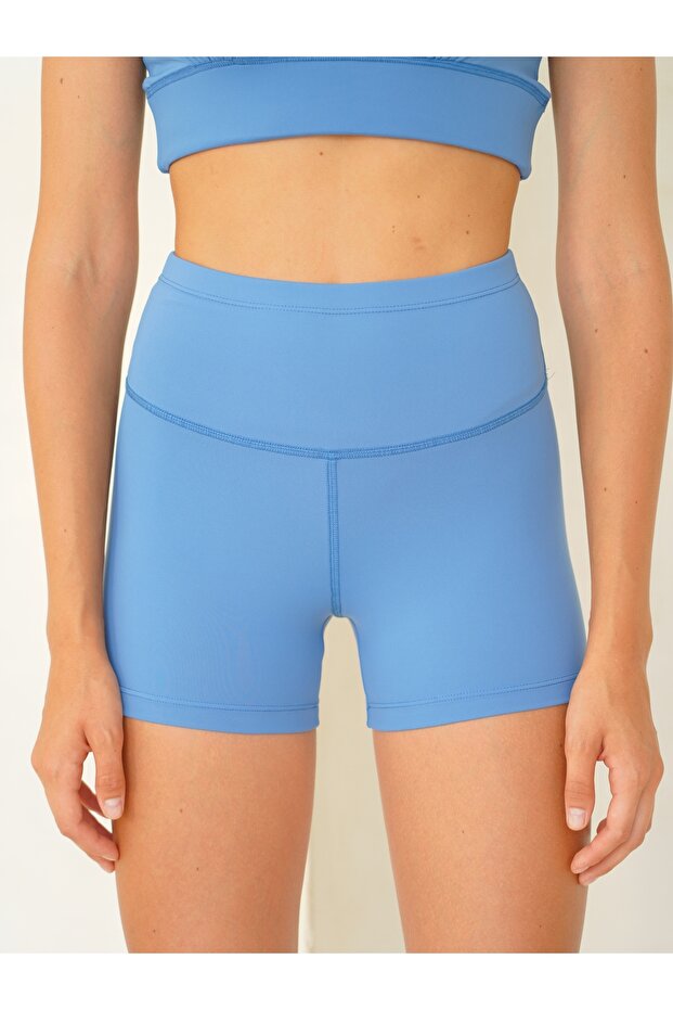 Samadhi Dikiş Detay Kısa Mavi Şort - 6