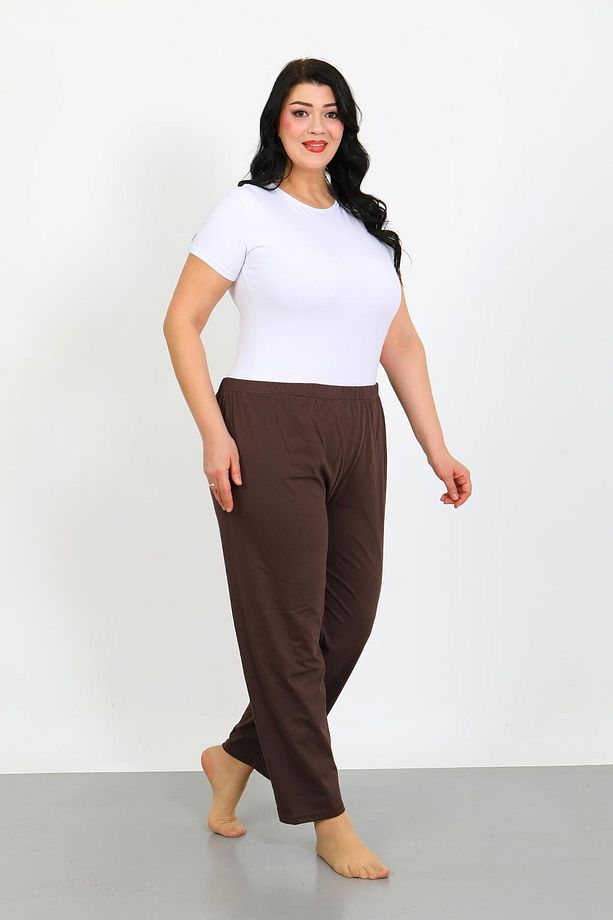 Kadın Büyük Beden Kahve Tek Alt Pijama 27555 - 5