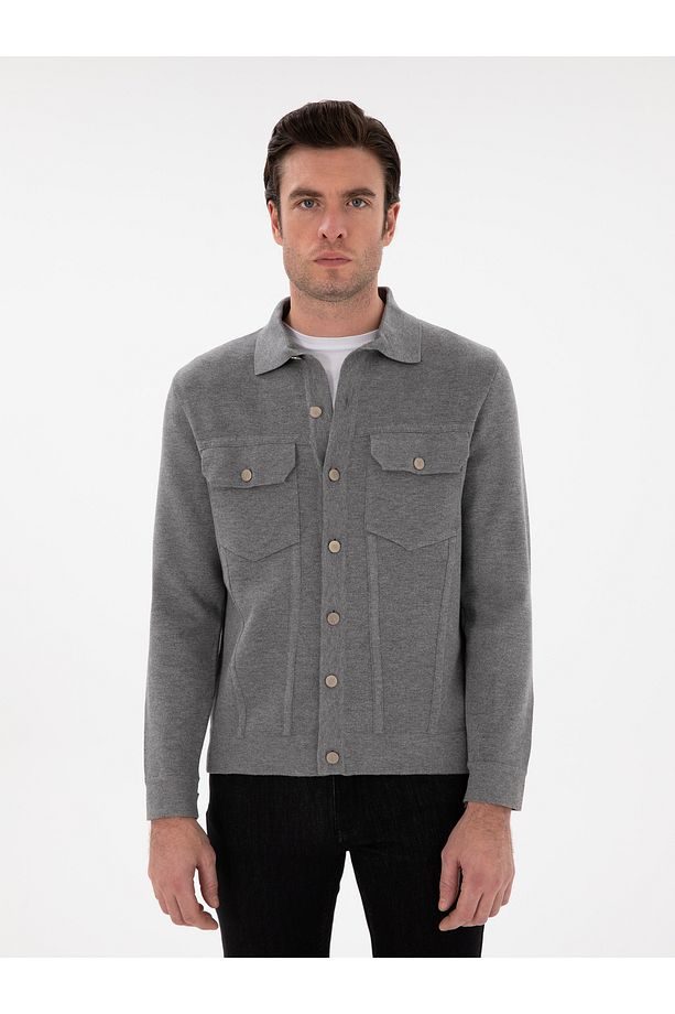 Gri Regular Fit Triko Hırka 50291621-VR024 - 3