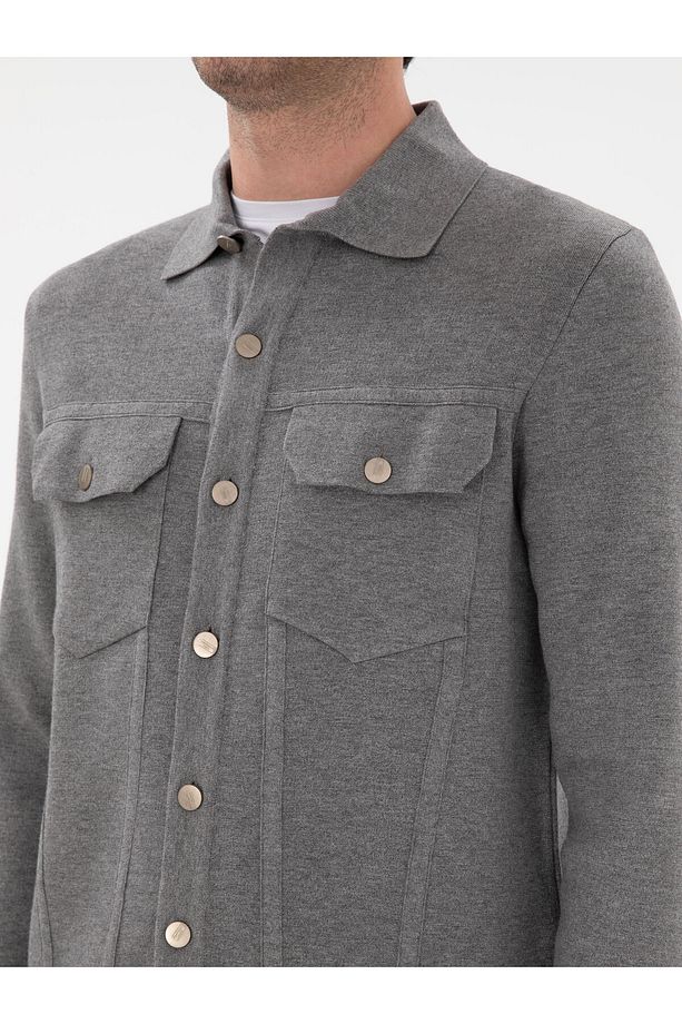 Gri Regular Fit Triko Hırka 50291621-VR024 - 7