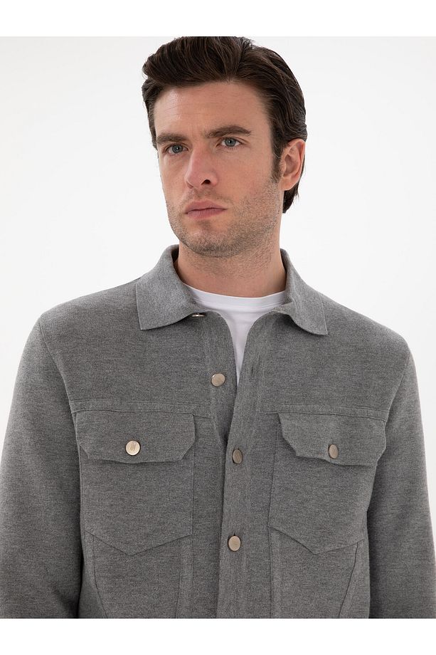 Gri Regular Fit Triko Hırka 50291621-VR024 - 2
