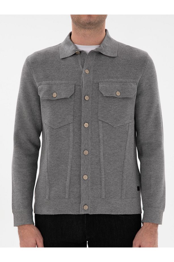 Gri Regular Fit Triko Hırka 50291621-VR024 - 6