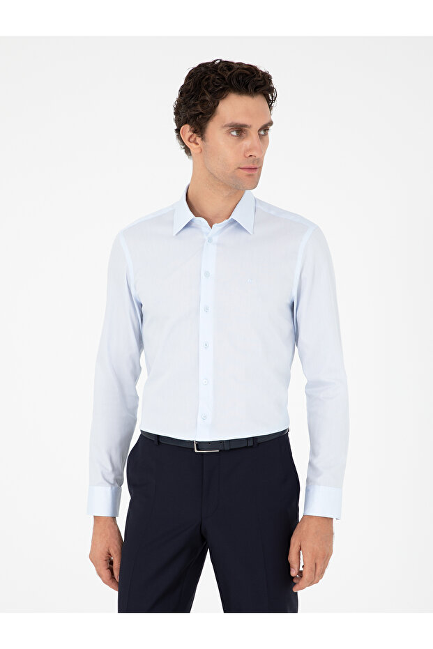 Light Blue Slim Fit 100% Cotton Shirt 50303006-Vr003