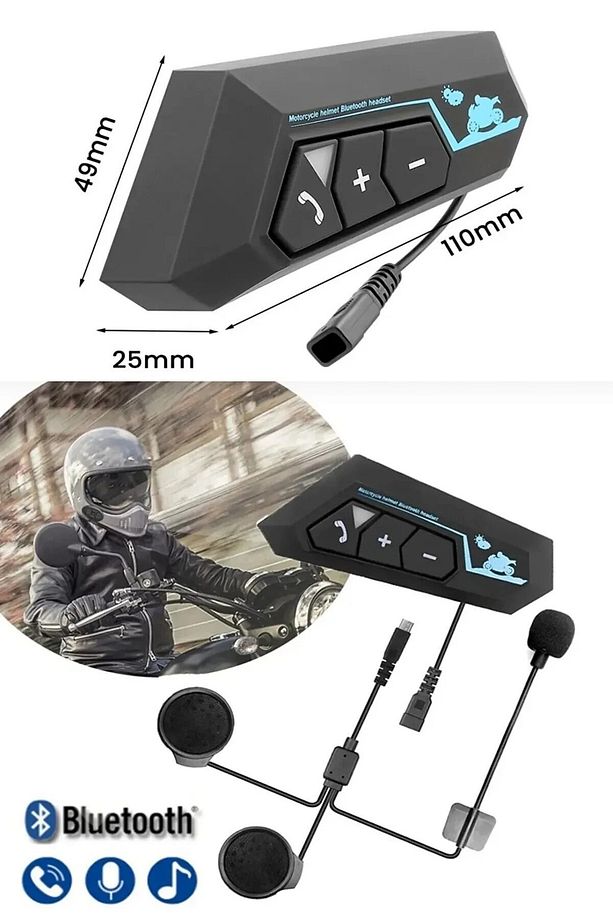 Motorsiklet Kask Kulaklığı İntercom Bluetooth Mikrofonlu Kulaklık Kasklar İle Uyumlu Premium - 1