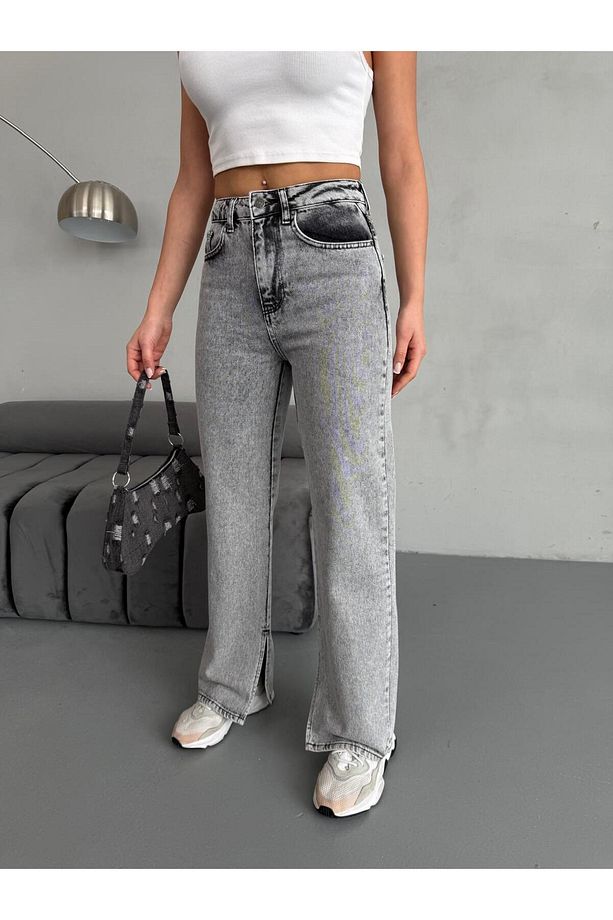 YIRTMAÇ DETAYLI BORU PAÇA   GREY SNOW WASH JEAN - 5