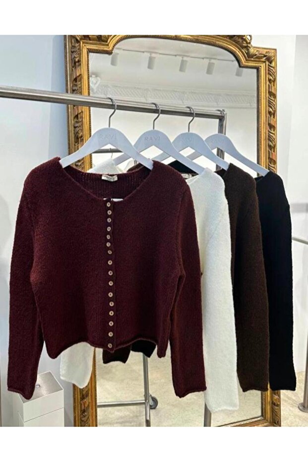 TRİKO ÇOK DÜĞMELİ HIRKA KAHVE - 1