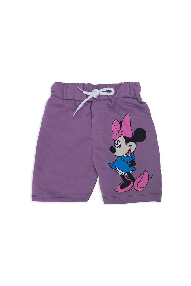 Kız Çocuk Mickey Mouse Baskılı Bağcıklı 2'li Alt Üst Şort Takım - 3