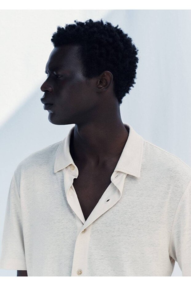 Regular fit keten gömlek - 5