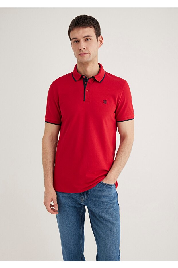 Collar Detailed Polo Collar Slim Fit Men's T-Shirt
