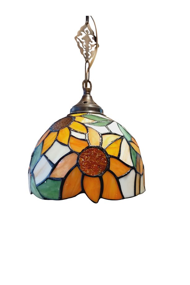 vitray avize tekli sarkıt tavan lambası 20cm çap - 1
