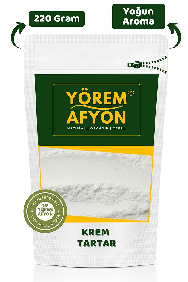 Yörem Afyon Yaratıcı Tarifler İçin Mükemmel Kıvam Artırıcı Krem Tartar {Potasyum Bitartarat} | 220Gr - 1