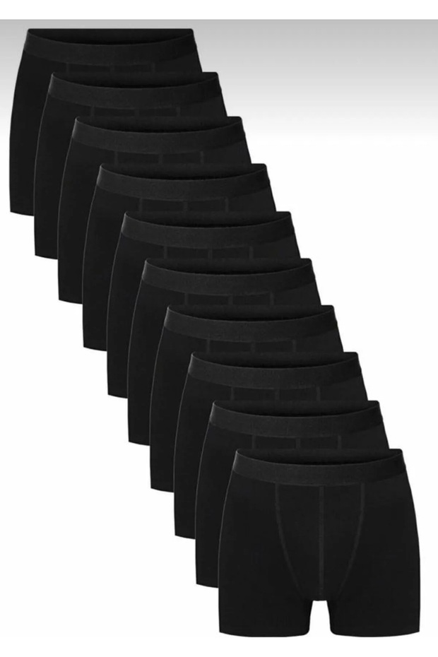10 Pack Men's Cotton Lycra Black Comfortable Fit Boxers (Flexible)