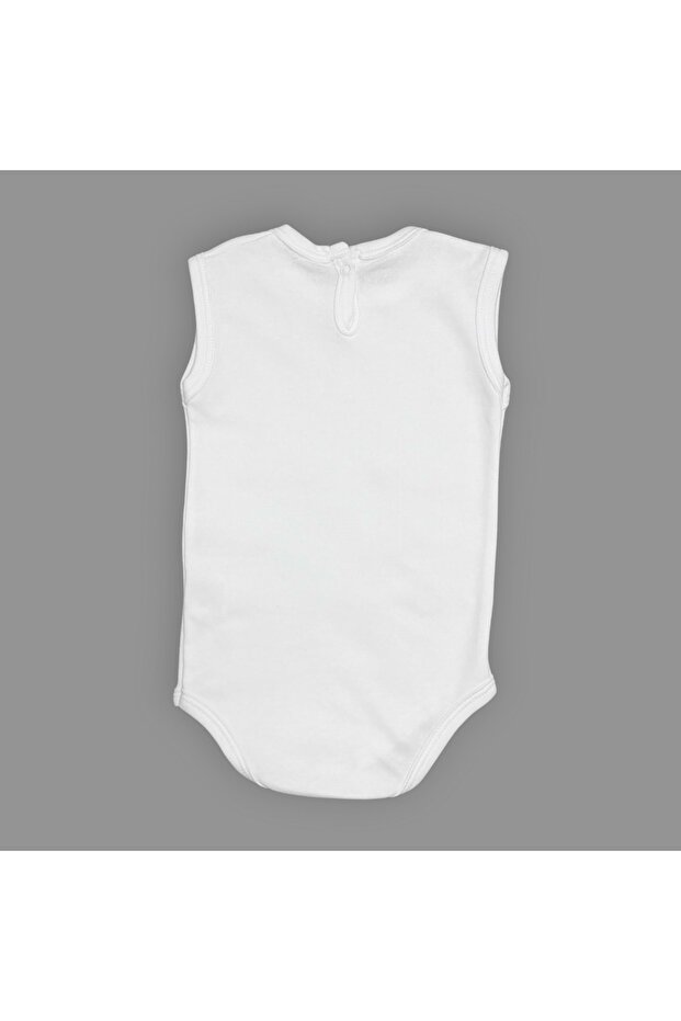 Fox Printed Baby Bodysuit with Snap Fasteners Open Ecru