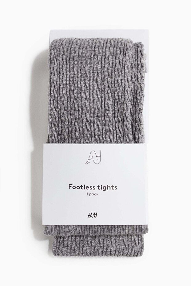 Cable-knit footless tights