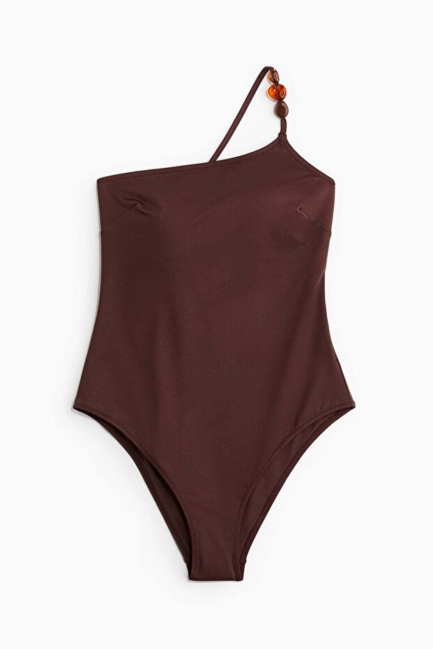Padded-cup one-shoulder swimsuit