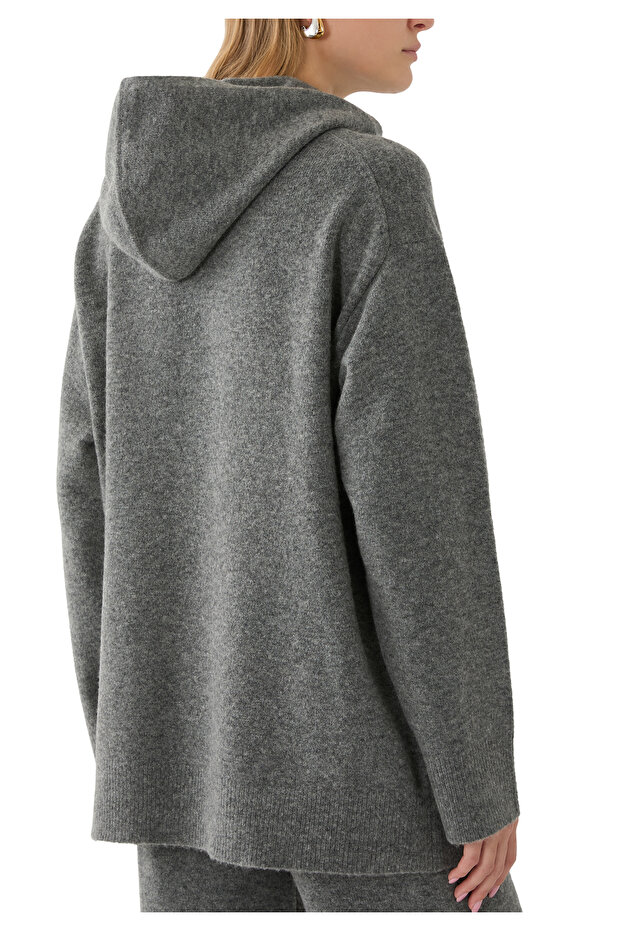 Yün ve Kaşmir Karışımlı Triko Kapşonlu Sweatshirt - 3