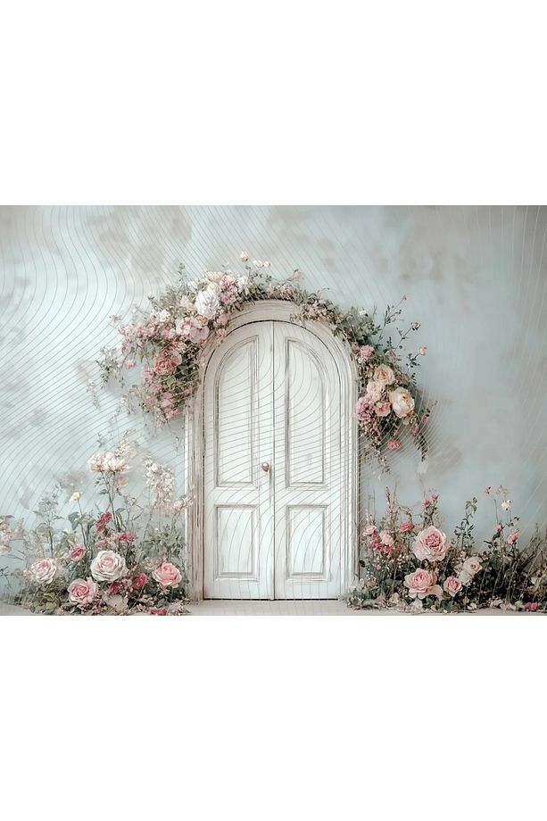 Eşsiz Arka Plan 200x150cm, Çiçeklerle Dolu Kapı Süslemesi, Stüdyo Fonu - 1