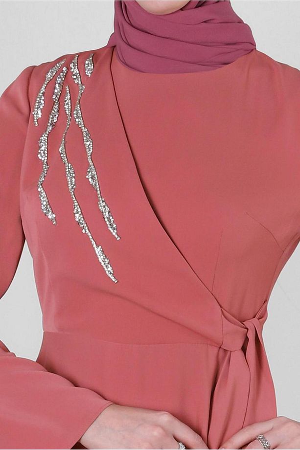 Pul Payet Detaylı Anvelop Elbise 43512 - 4