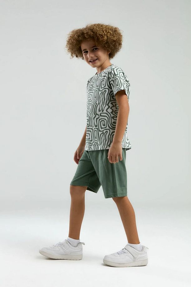 Erkek Karışık Desenli Kısa Kol Şort Pijama Takımı (Baba-Oğul-Aile Takım Yapılabilir) - 3