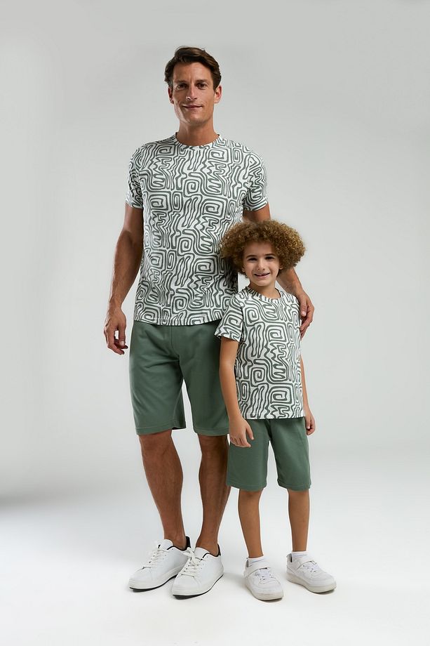 Erkek Karışık Desenli Kısa Kol Şort Pijama Takımı (Baba-Oğul-Aile Takım Yapılabilir) - 2