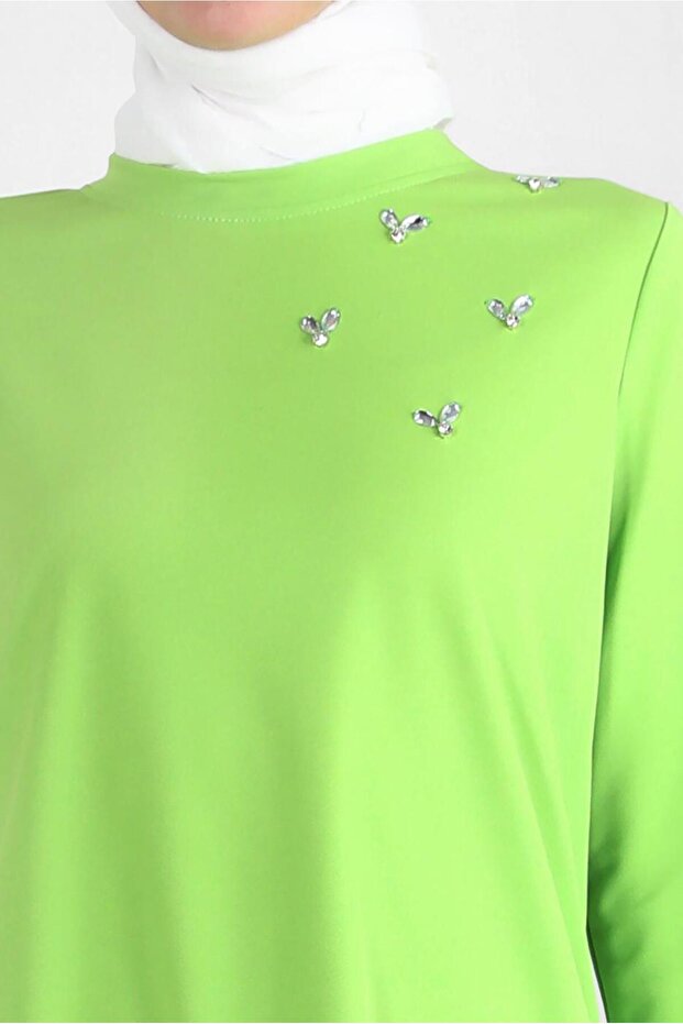 BAĞLAMA DETAYLI TAŞLI EŞOFMAN TUNİK 43883 - 4