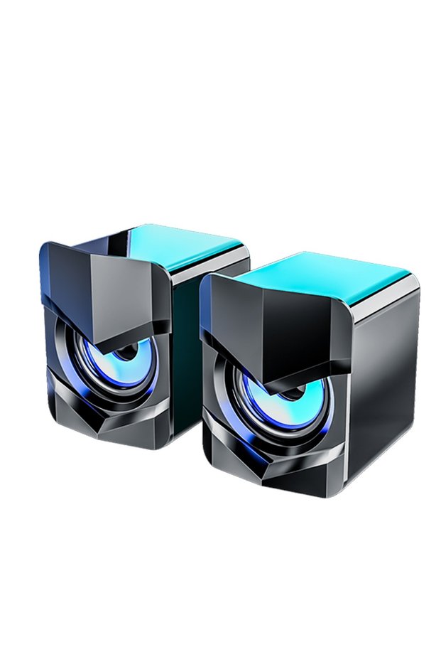 سماعات كمبيوتر، سماعات ستيريو صغيرة سلكية تعمل بـUSB مع إضاءة محيطة ومدخل Aux 3.5 مم للهواتف والأجهزة اللوحية وأجهزة الكمبيوتر المكتبية والمحمولة