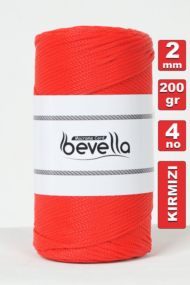 2 Mm - 200 gr Polyester Kırmızı Makrome Ipi Polyester Makrome Ip Supla Ip Ve Çanta Ipliği - 1