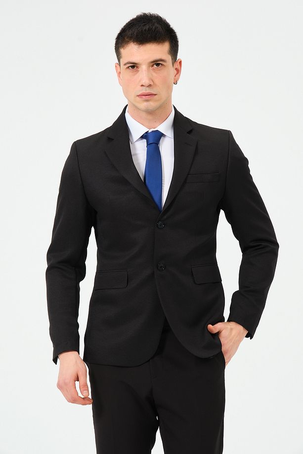 Siyah Erkek Takım Elbise Regular Fit - 4