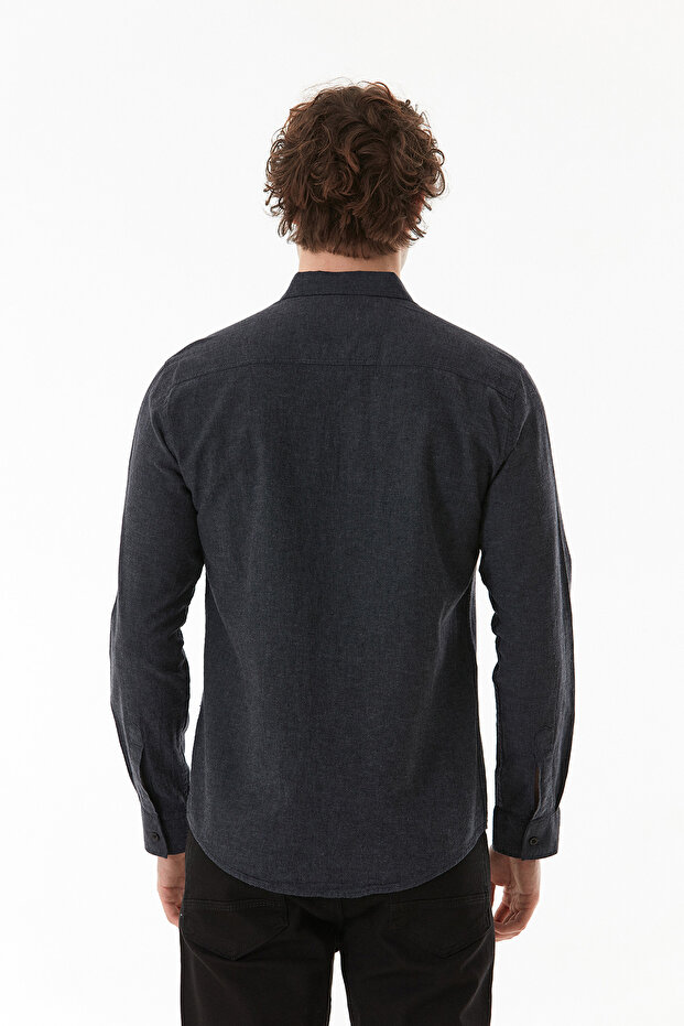 Basic Düğmeli Keten Gömlek - 5