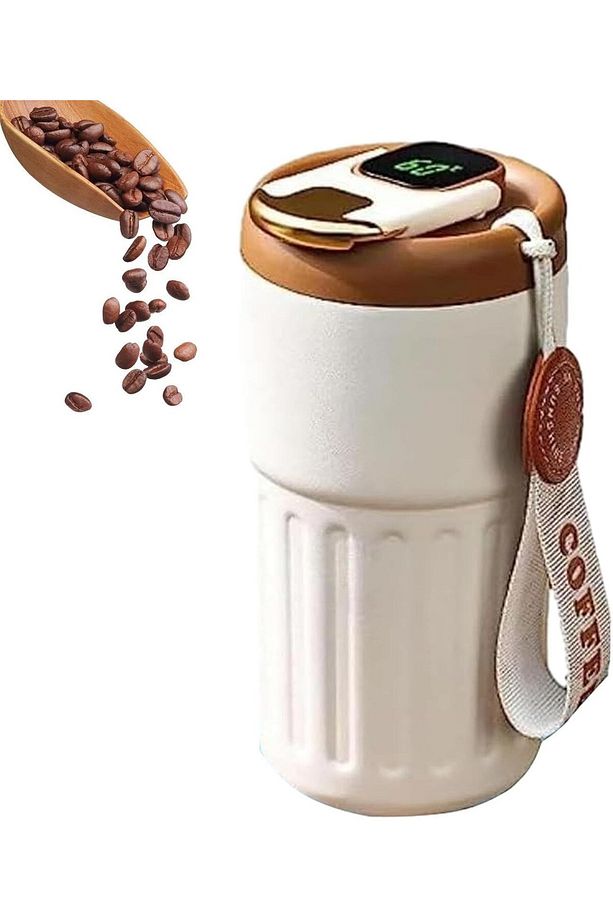 Dereceli Dijital Termos - 400 mL Paslanmaz Çelik Çift Duvar Vakum Yalıtımlı Matara, Termos Bardak - 7