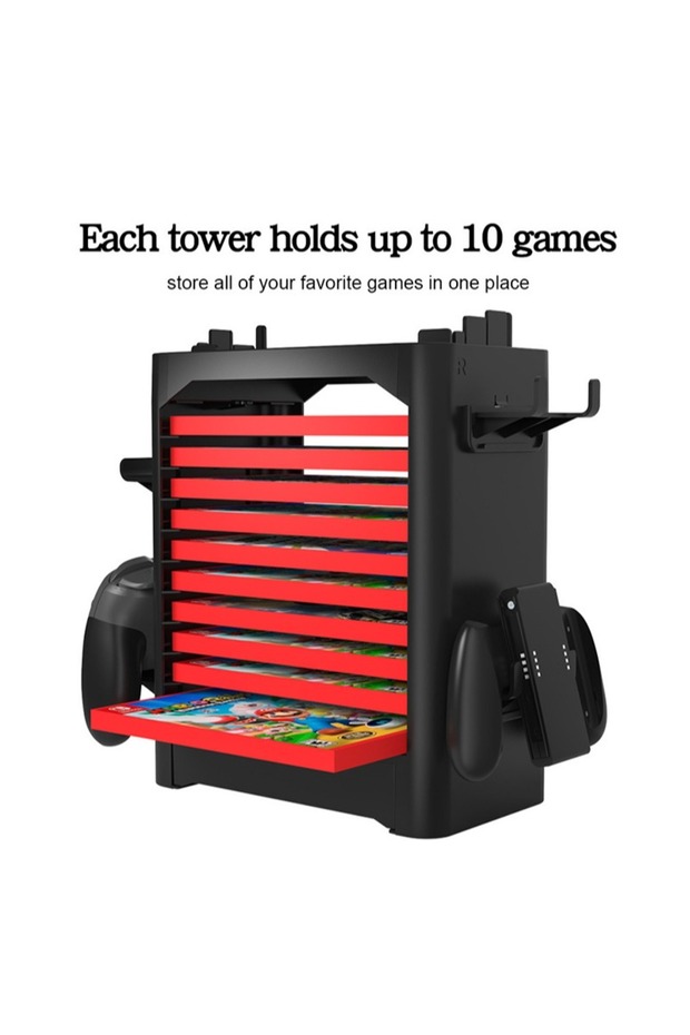 برج تخزين ألعاب متعدد الوظائف لجهاز نينتندو سويتش/OLED/Lite أسود - 2