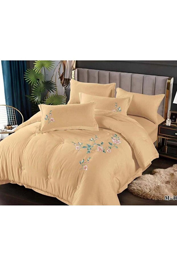 Dream 6 Pc Embroidery Cotton Comfy Comforter Set With Fiber Filling 7
