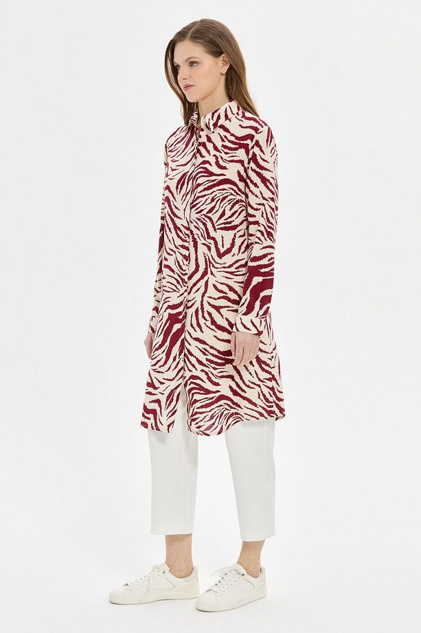 Zebra Desenli Tunik  Bordo - 7