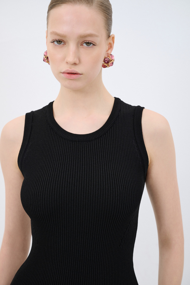 Volanlı Mini Triko Elbise - 3