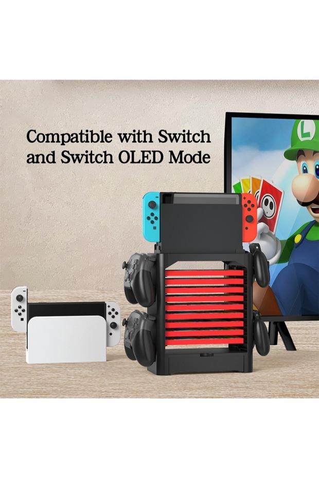 برج تخزين ألعاب متعدد الوظائف لجهاز نينتندو سويتش/OLED/Lite أسود - 3