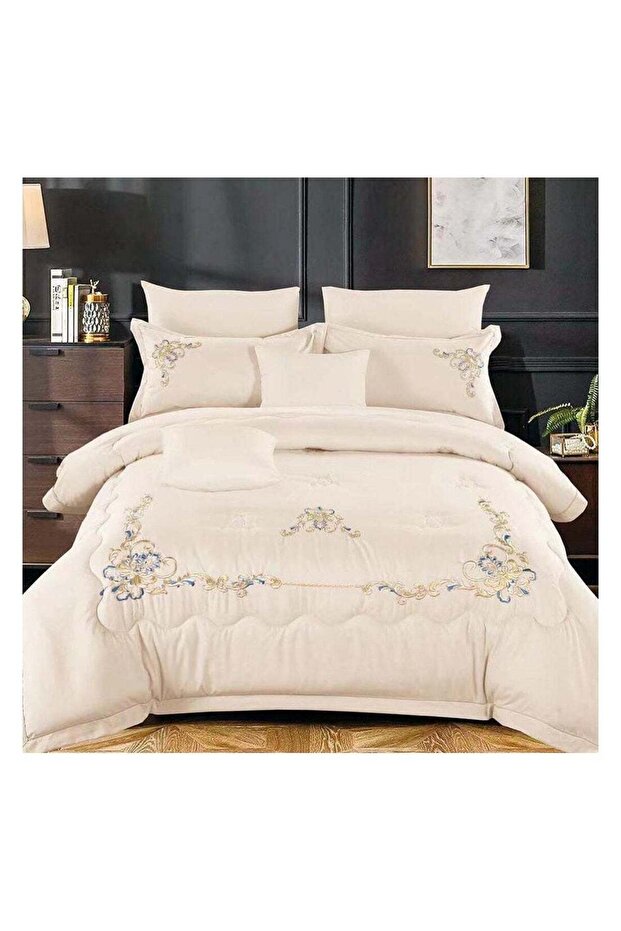Dream 6 Pc Embroidery Cotton Comfy Comforter Set With Fiber Filling 14